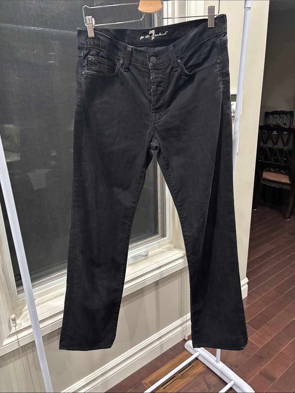 7 For All Mankind Men's Black Straight Jeans